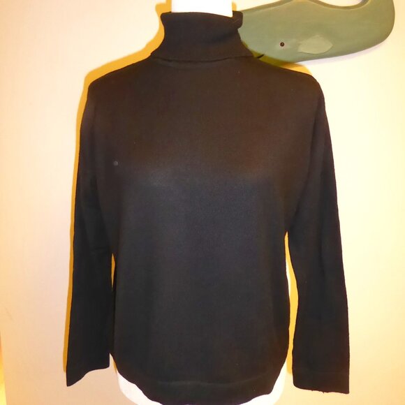 Merino Mix Black Turtleneck - Size L - Picture 1 of 4
